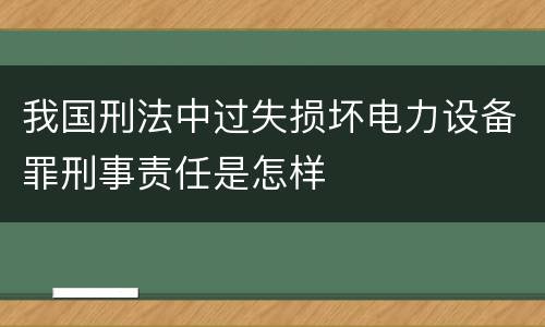 我国刑法中过失损坏电力设备罪刑事责任是怎样