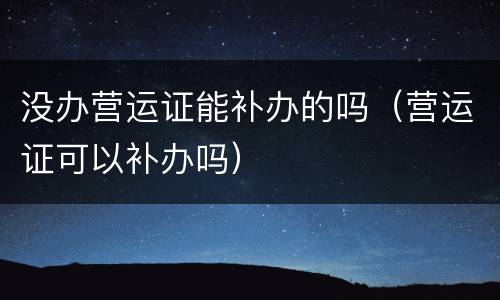 没办营运证能补办的吗（营运证可以补办吗）