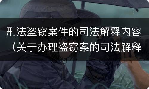 刑法盗窃案件的司法解释内容（关于办理盗窃案的司法解释）