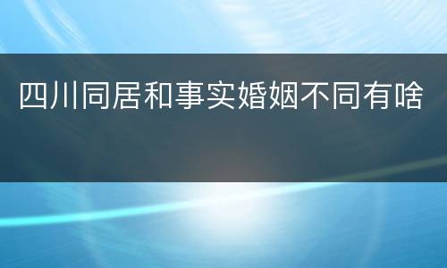 四川同居和事实婚姻不同有啥