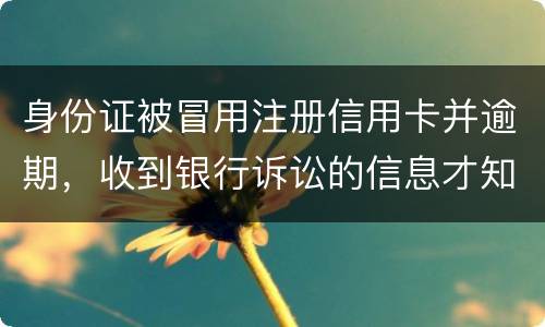 身份证被冒用注册信用卡并逾期，收到银行诉讼的信息才知晓