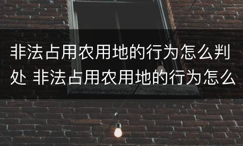 非法占用农用地的行为怎么判处 非法占用农用地的行为怎么判处罚金