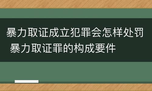 暴力取证成立犯罪会怎样处罚 暴力取证罪的构成要件