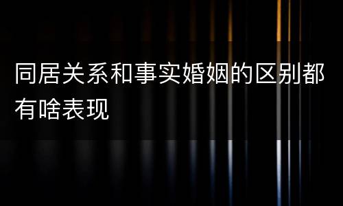 同居关系和事实婚姻的区别都有啥表现