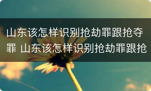 山东该怎样识别抢劫罪跟抢夺罪 山东该怎样识别抢劫罪跟抢夺罪呢