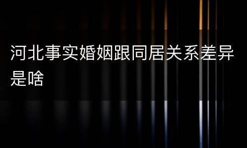 河北事实婚姻跟同居关系差异是啥