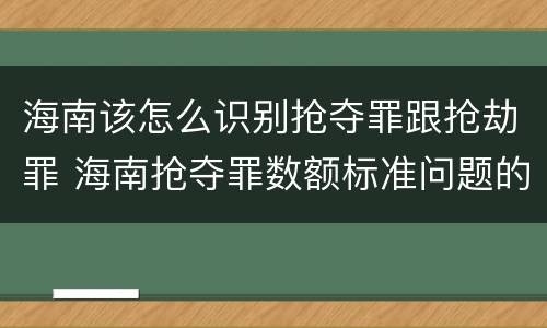 海南该怎么识别抢夺罪跟抢劫罪 海南抢夺罪数额标准问题的规定