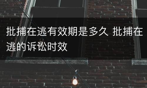 批捕在逃有效期是多久 批捕在逃的诉讼时效