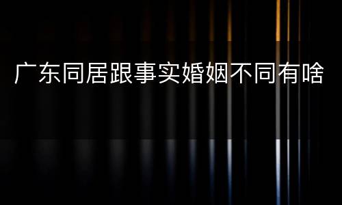 广东同居跟事实婚姻不同有啥