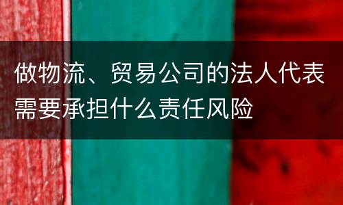 做物流、贸易公司的法人代表需要承担什么责任风险