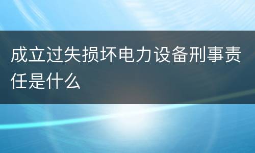 成立过失损坏电力设备刑事责任是什么