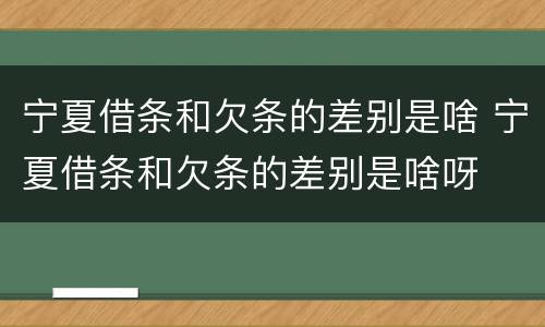 宁夏借条和欠条的差别是啥 宁夏借条和欠条的差别是啥呀