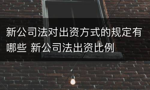 新公司法对出资方式的规定有哪些 新公司法出资比例