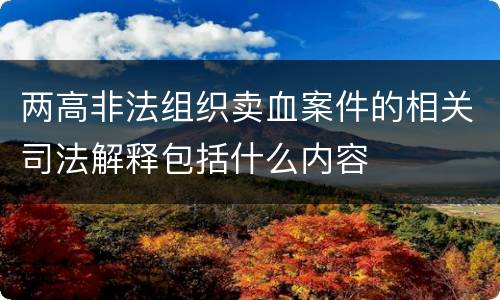 两高非法组织卖血案件的相关司法解释包括什么内容