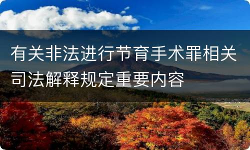 有关非法进行节育手术罪相关司法解释规定重要内容