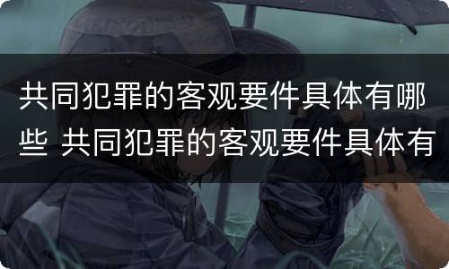 共同犯罪的客观要件具体有哪些 共同犯罪的客观要件具体有哪些方面