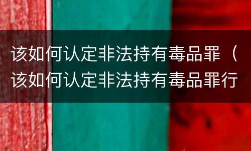 该如何认定非法持有毒品罪（该如何认定非法持有毒品罪行）