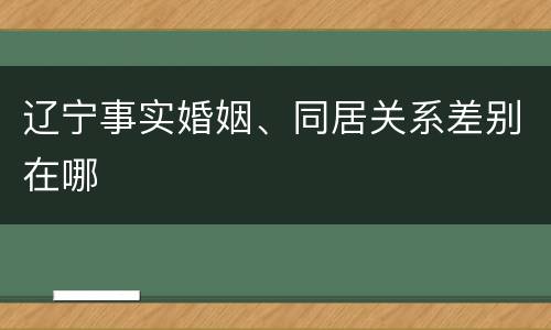 辽宁事实婚姻、同居关系差别在哪