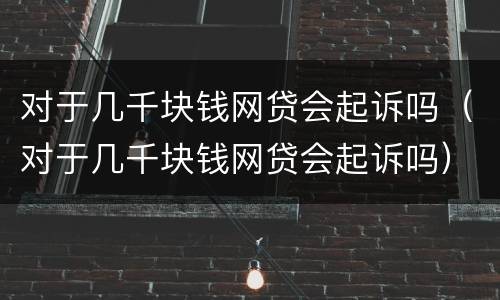 对于几千块钱网贷会起诉吗（对于几千块钱网贷会起诉吗）