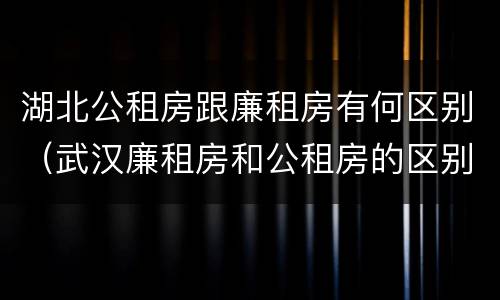 湖北公租房跟廉租房有何区别（武汉廉租房和公租房的区别）