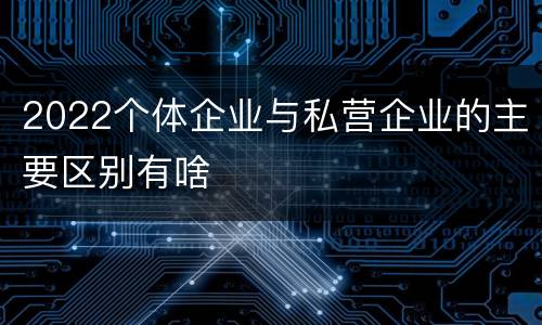 2022个体企业与私营企业的主要区别有啥