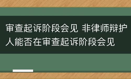 审查起诉阶段会见 非律师辩护人能否在审查起诉阶段会见