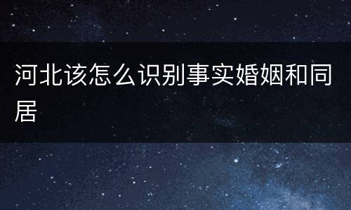 河北该怎么识别事实婚姻和同居