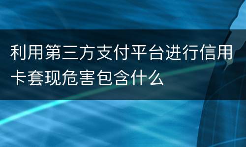 利用第三方支付平台进行信用卡套现危害包含什么