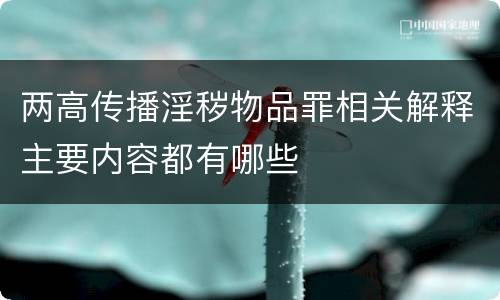 两高传播淫秽物品罪相关解释主要内容都有哪些