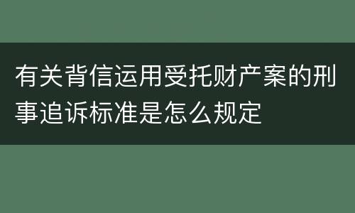 有关背信运用受托财产案的刑事追诉标准是怎么规定