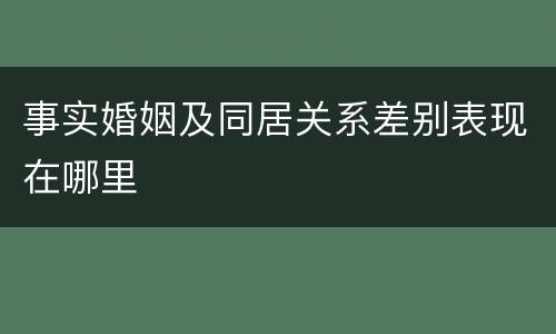 事实婚姻及同居关系差别表现在哪里