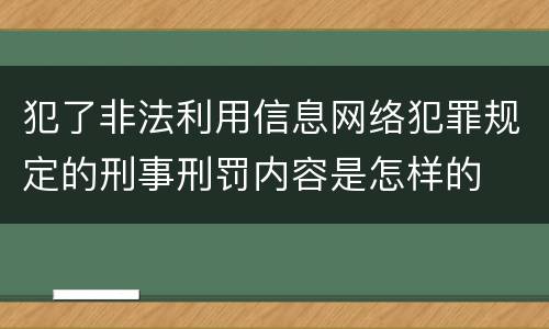 犯了非法利用信息网络犯罪规定的刑事刑罚内容是怎样的