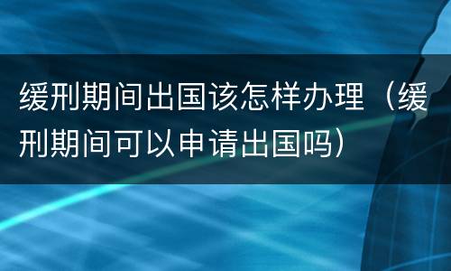 缓刑期间出国该怎样办理（缓刑期间可以申请出国吗）