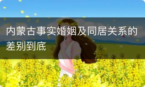 内蒙古事实婚姻及同居关系的差别到底