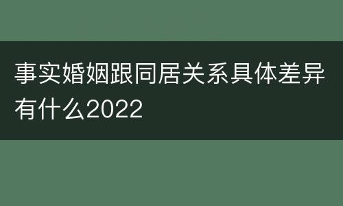 事实婚姻跟同居关系具体差异有什么2022