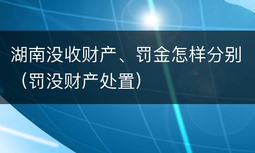 湖南没收财产、罚金怎样分别（罚没财产处置）