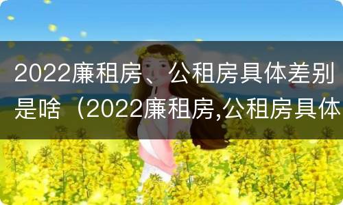 2022廉租房、公租房具体差别是啥（2022廉租房,公租房具体差别是啥呀）