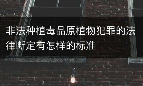 非法种植毒品原植物犯罪的法律断定有怎样的标准