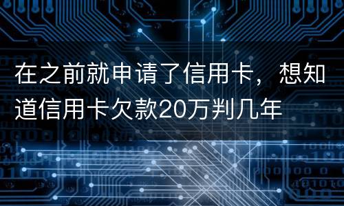 在之前就申请了信用卡，想知道信用卡欠款20万判几年