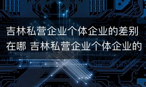 吉林私营企业个体企业的差别在哪 吉林私营企业个体企业的差别在哪呢