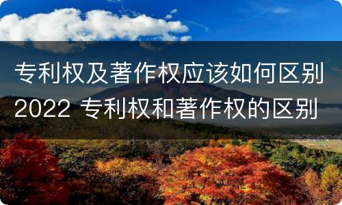 专利权及著作权应该如何区别2022 专利权和著作权的区别