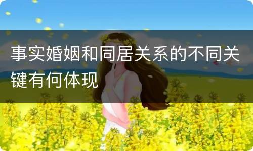 事实婚姻和同居关系的不同关键有何体现