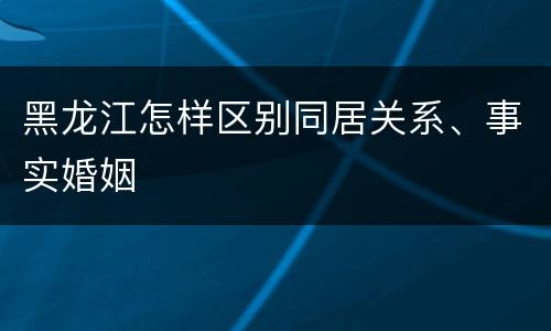 黑龙江怎样区别同居关系、事实婚姻