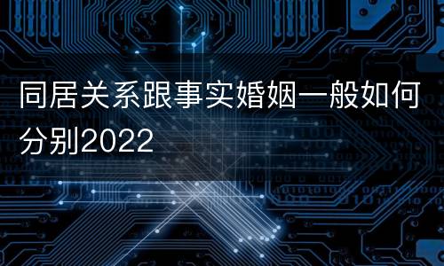 同居关系跟事实婚姻一般如何分别2022