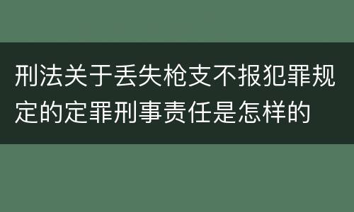 刑法关于丢失枪支不报犯罪规定的定罪刑事责任是怎样的