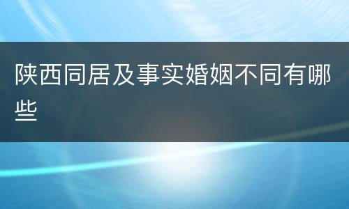 陕西同居及事实婚姻不同有哪些