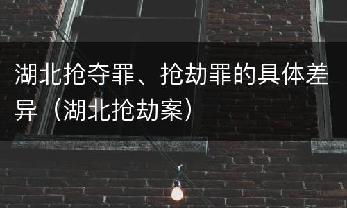 湖北抢夺罪、抢劫罪的具体差异（湖北抢劫案）