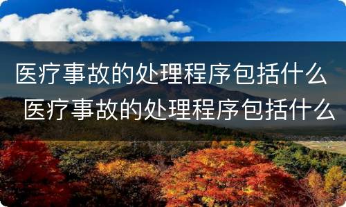 医疗事故的处理程序包括什么 医疗事故的处理程序包括什么方面