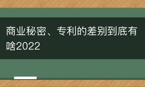 商业秘密、专利的差别到底有啥2022