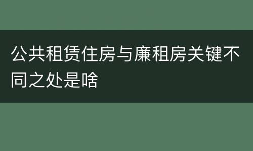 公共租赁住房与廉租房关键不同之处是啥